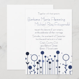 Invitación Boda moderno de punto floral azul simple