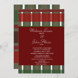 Invitación Boda moderno de rayas blancas verdes de Borgoña