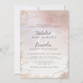Invitación Boda moderno de Relieve metalizado Rubor rosado co