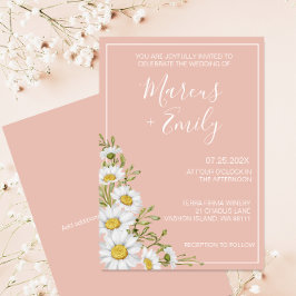Invitación Boda moderno de Rubor y White Daisies