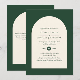 Invitación Boda moderno de tipografía verde esmeralda