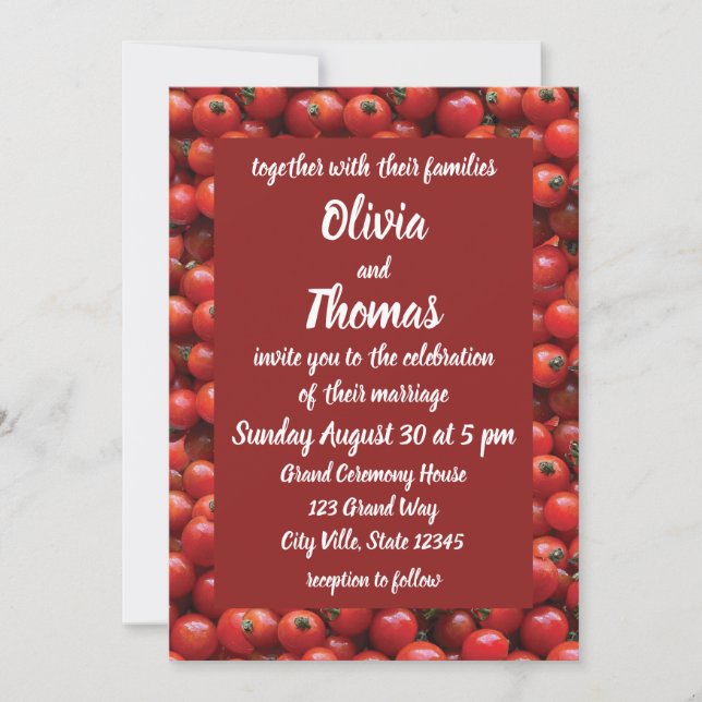Invitación Boda moderno de tomate rojo (Anverso)
