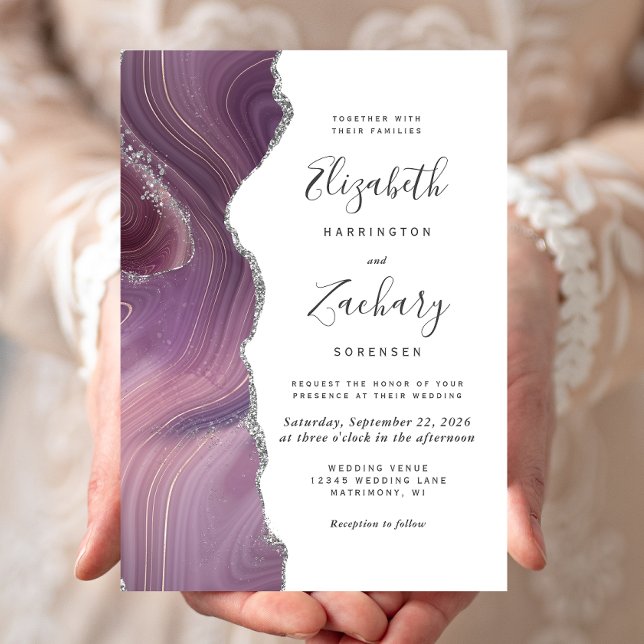 Invitación Boda moderno del Agate de Plata Mauve (Subido por el creador)