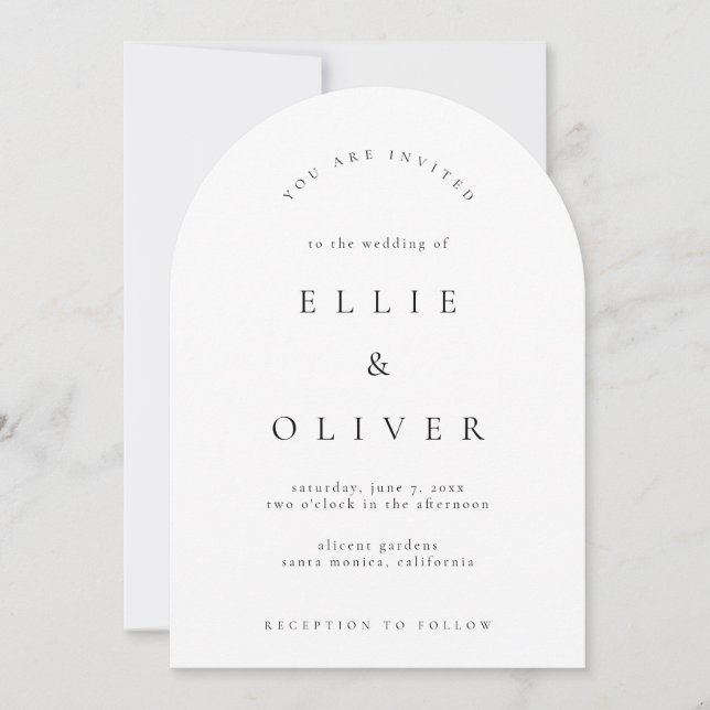 Invitación Boda moderno del Arco de Boho Blanco y Negro (Anverso)