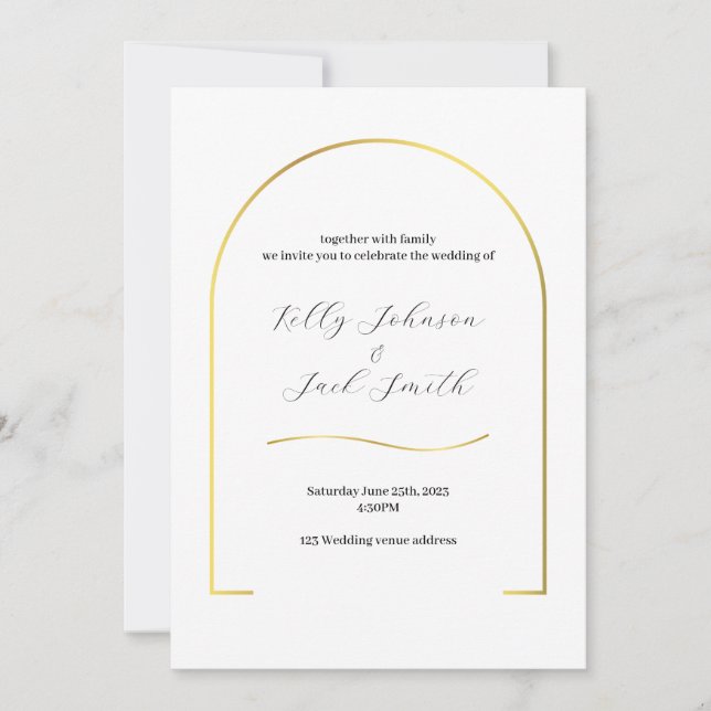 Invitación Boda moderno del Arco de Oro (Anverso)