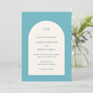 Invitación Boda moderno del arco monograma turquesa simple