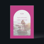 Invitación Boda moderno del arco rosado de Camila<br><div class="desc">Invitación de boda moderna con tu monograma y tus detalles sobre tu foto favorita dentro de un arco sobre un vibrante fondo magenta. La plantilla incluye una superposición simple que permite que el texto aparezca sobre la imagen y se puede eliminar en la herramienta de edición de diseño. Este diseño...</div>