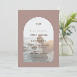 Invitación Boda moderno del Boho Arch de Taupe Simple