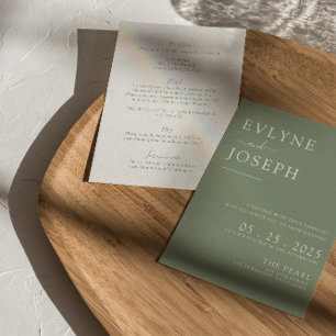 Invitación Boda moderno del Boho verde de dos caras