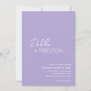 Invitación Boda moderno del código QR Lilac mínimo