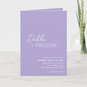 Invitación Boda moderno del código QR Lilac mínimo