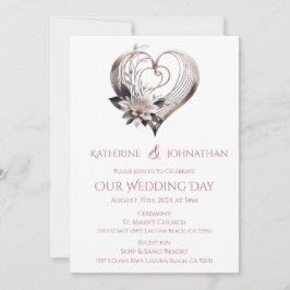 Invitación Boda moderno del corazón rosado