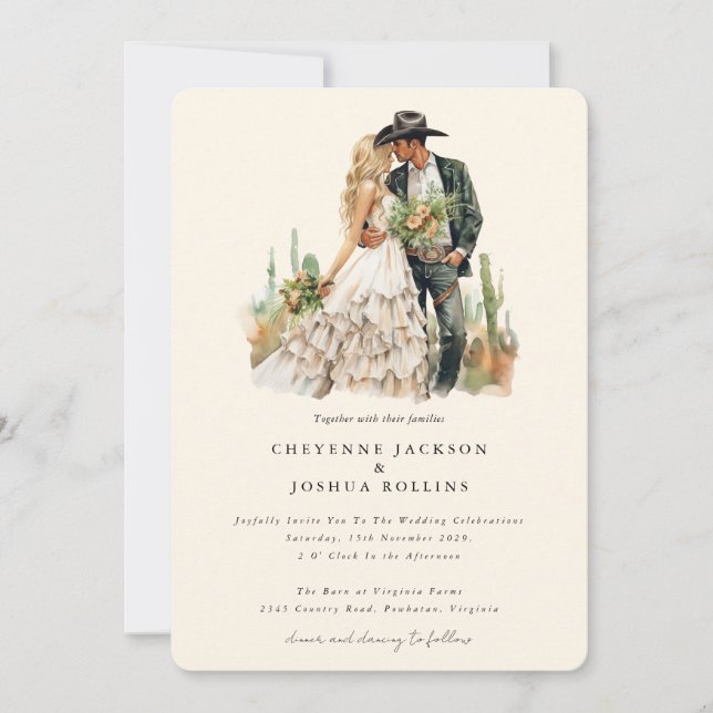 Invitación Boda moderno del desierto de la pareja Boho Occide (Anverso)