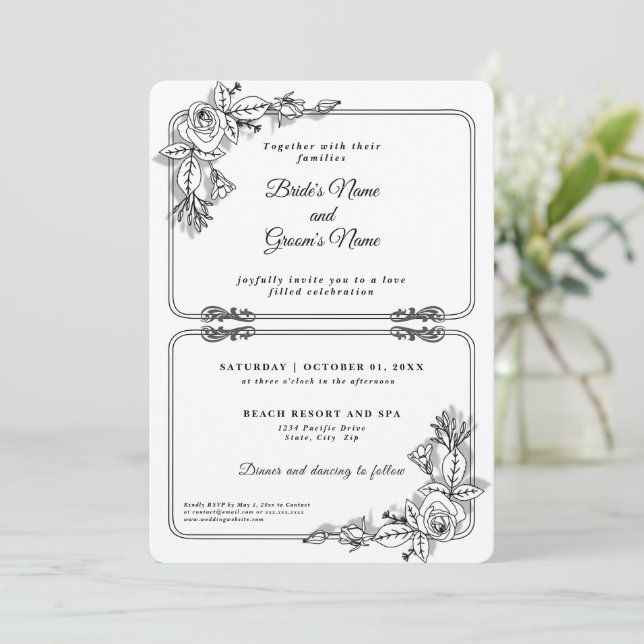 Invitación Boda moderno elegante (Anverso de pie)