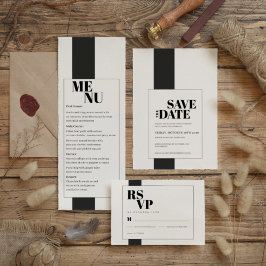 Invitación Boda Moderno Elegante Blanco Y Negro
