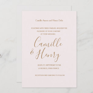 Invitación Boda moderno elegante de color gris dorado claro