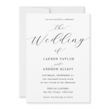 Boda moderno elegante de escritura blanca y negra