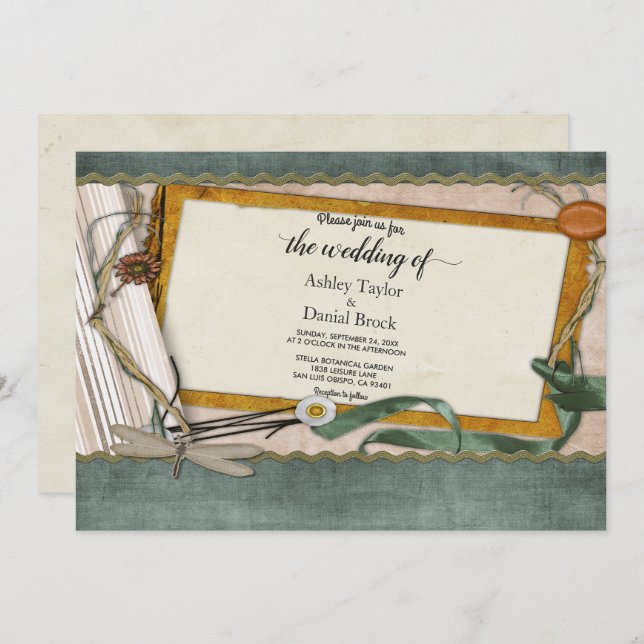 Invitación Boda moderno elegante de estilo retro de Moda (Anverso / Reverso)