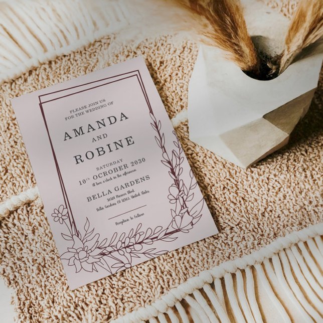Invitación Boda moderno elegante de flor de borde (Subido por el creador)