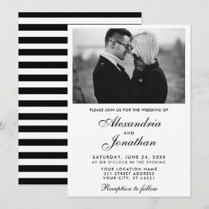 Invitación Boda moderno elegante de fotografía de pareja BxW