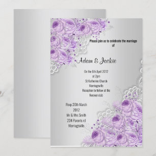 Invitación Boda MODERNO ELEGANTE DE LACE floral plateado