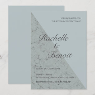 Invitación Boda moderno elegante de mármol gris azul prudente