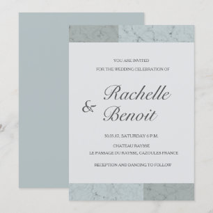 Invitación Boda moderno elegante de mármol gris azul prudente