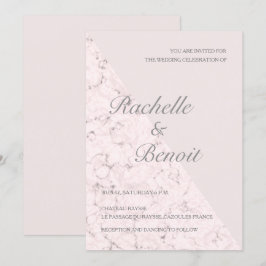 Invitación boda moderno elegante de mármol gris rosa de Rubor