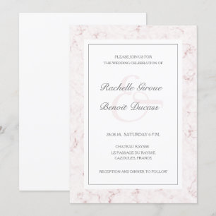 Invitación Boda moderno elegante de mármol rosa blanco