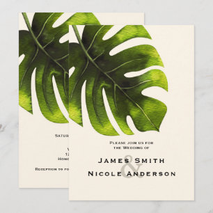 Invitación Boda moderno elegante de verano de la hoja de palm