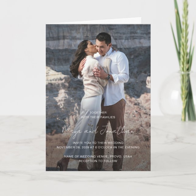 Invitación Boda moderno elegante fotográfico (Anverso)