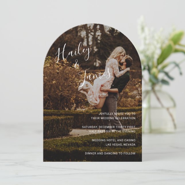 Invitación Boda moderno elegante fotográfico (Anverso de pie)