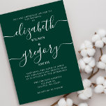 Invitación Boda moderno elegante verde esmeralda<br><div class="desc">Invitaciones a la boda rustica simple verde esmeralda elegante caligrafía moderna</div>