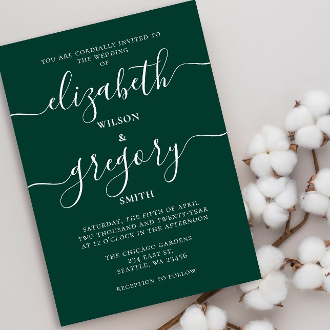 Invitación Boda moderno elegante verde esmeralda (Subido por el creador)