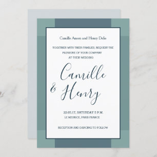 Invitación Boda moderno elegante y azul marino