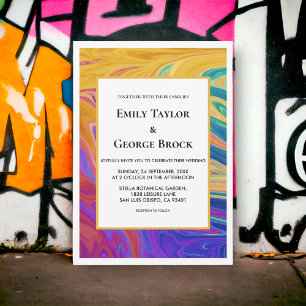 Invitación Boda moderno elegante y colorido sin mar