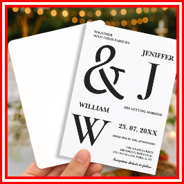 Invitación Boda moderno elegante y negro y blanco