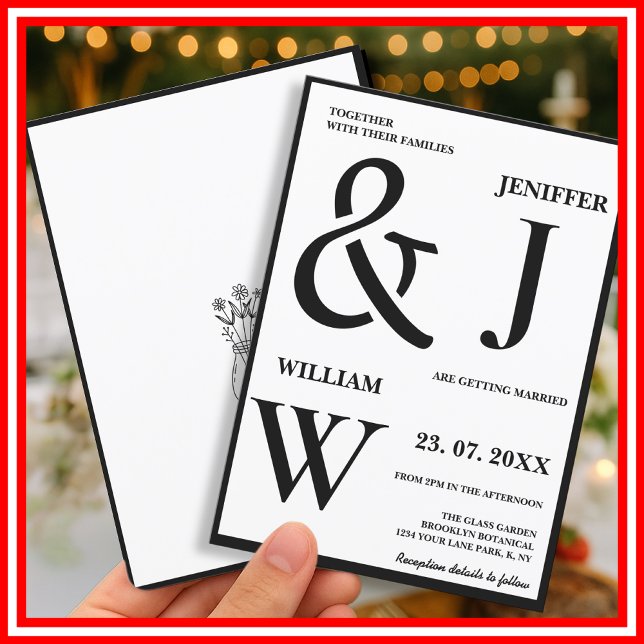Invitación Boda moderno elegante y negro y blanco (Subido por el creador)