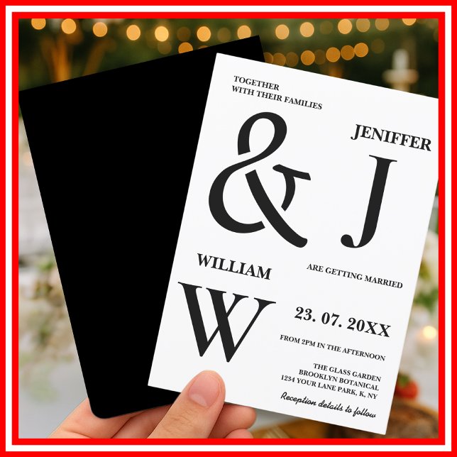 Invitación Boda moderno elegante y negro y blanco (Subido por el creador)