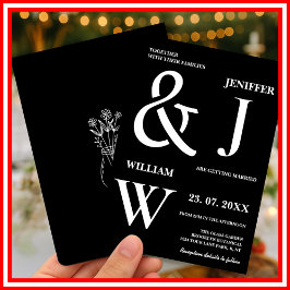 Invitación Boda moderno elegante y negro y blanco