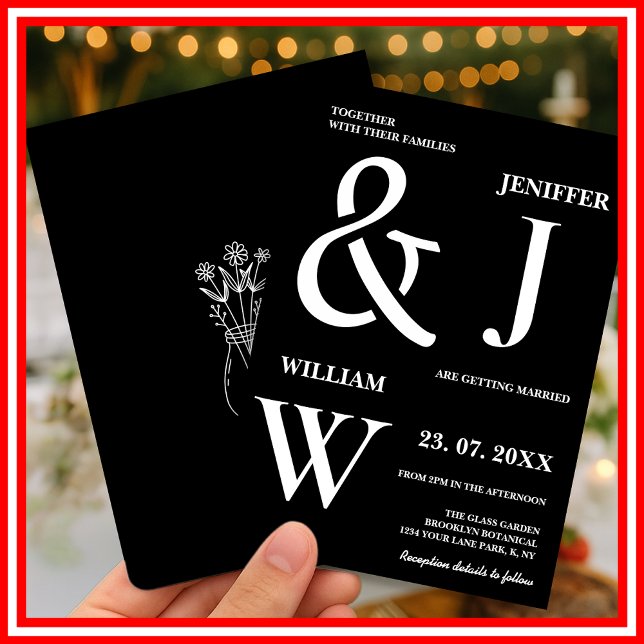 Invitación Boda moderno elegante y negro y blanco (Subido por el creador)