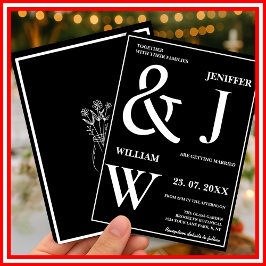 Invitación Boda moderno elegante y negro y blanco