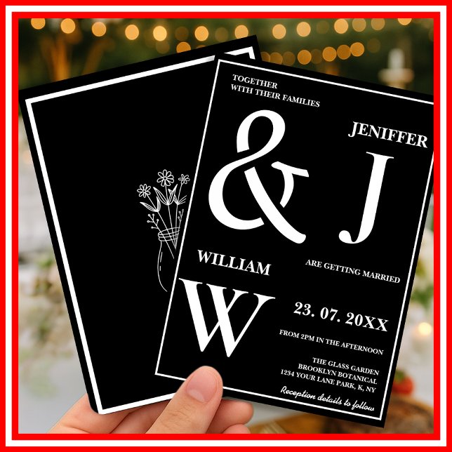 Invitación Boda moderno elegante y negro y blanco (Subido por el creador)