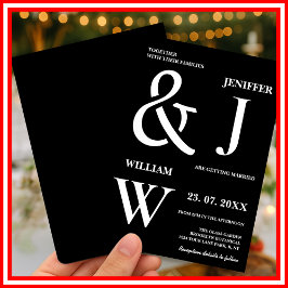 Invitación Boda moderno elegante y negro y blanco