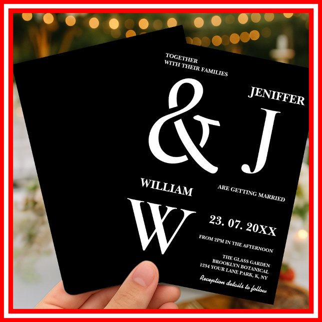 Invitación Boda moderno elegante y negro y blanco (Subido por el creador)