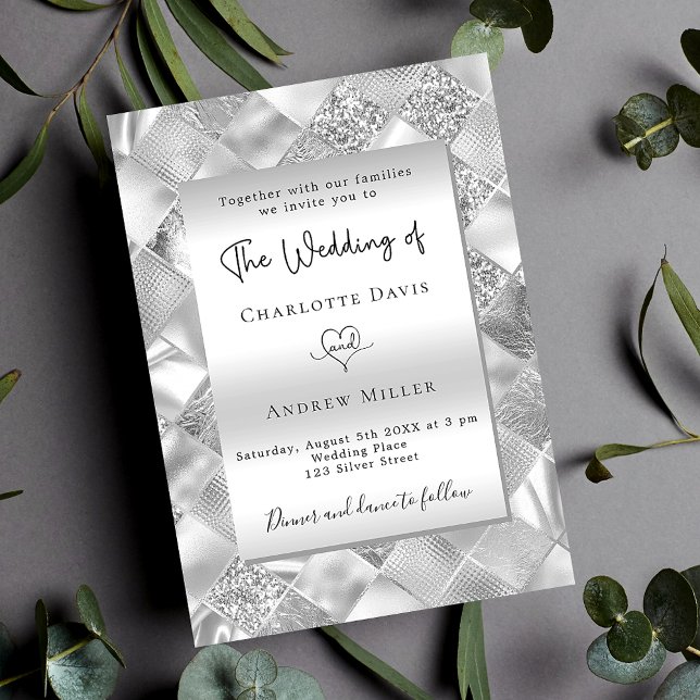 Invitación Boda moderno elegante y plateado (Subido por el creador)
