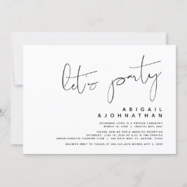 Invitación Boda moderno Elopement, Fiesta