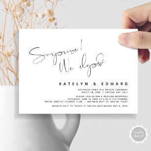 Invitación Boda moderno Elopement, Sorpresa, nos fugamos