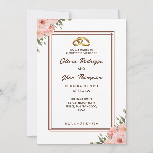 Invitación Boda moderno estético estético estético beige (Anverso)