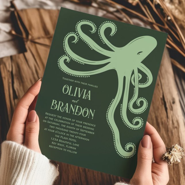 Invitación Boda moderno estilizado Octopus Deep Sea (Subido por el creador)